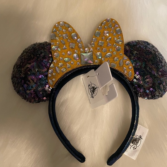 NWT Disney Earidescent Mickey Mouse Ears Gem Walt 50th 50 gold black Anniversary - Picture 7 of 16